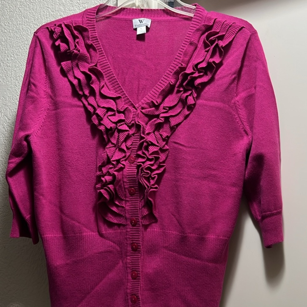 omen's Pink Ruffled Sweater